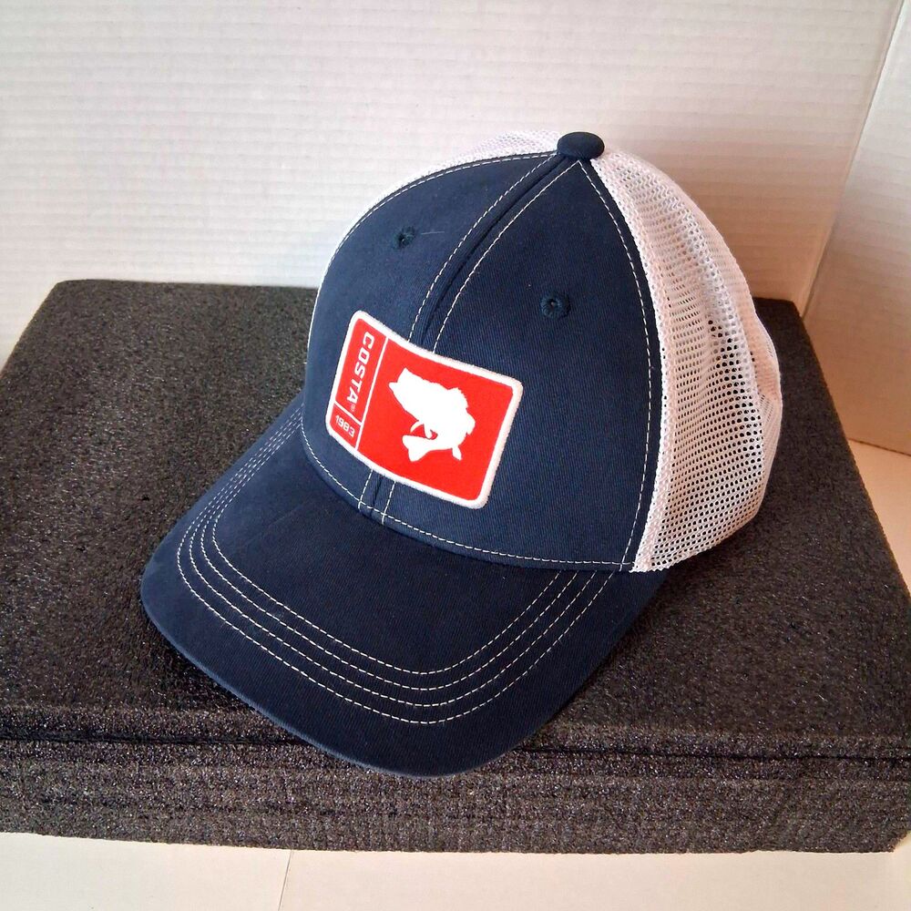 Costa Mens Snapback Hat One Size Navy White Trucker Bass Fishing Classic Logo